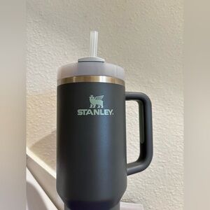 Stanley 40oz Charcoal grey and mint sage green with straw